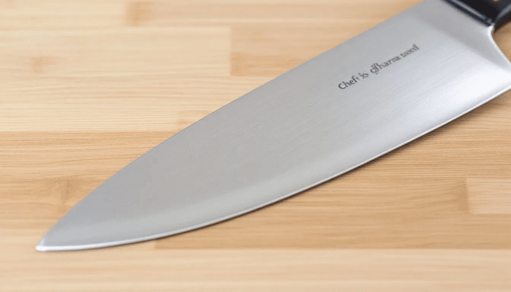 image - Japanes Knives Tips The image showcases a chef's knife, highlighting its curved blade and ergonomic design, ideal for various kitchen tasks such as chopping vegetables and slicing meat. This versatile kitchen tool, often made from high carbon steel or stainless steel, is essential for both professional chefs and home cooks, offering precision and comfort during food preparation.