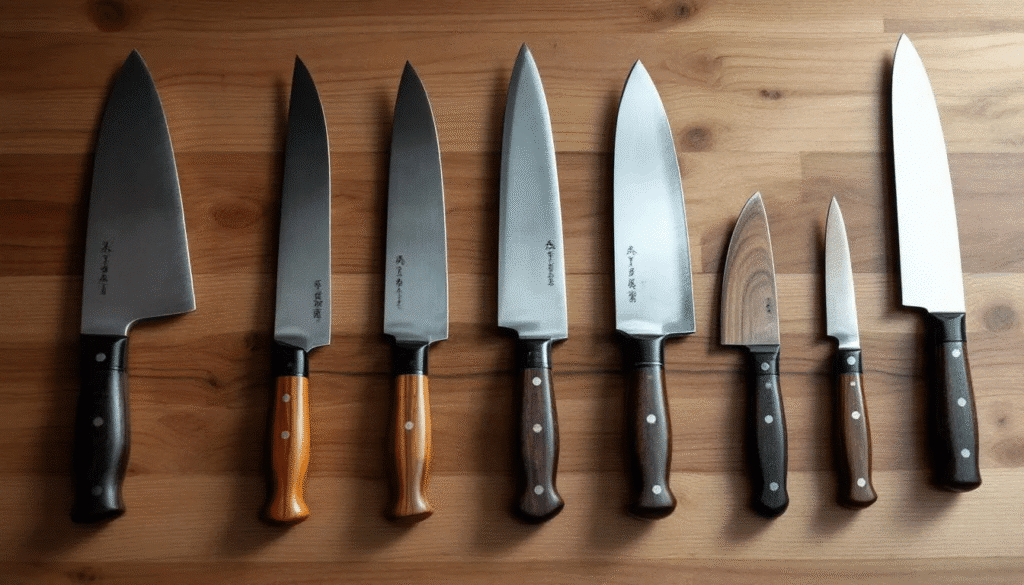 The image showcases a beautifully crafted usuba knife, featuring a thin, flat blade designed for precision cutting of vegetables. Its single bevel edge highlights the traditional Japanese craftsmanship, making it an essential tool for both home cooks and professional chefs who value superior sharpness and accuracy in their vegetable prep.