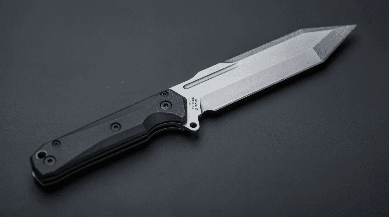 244c6ca7-80c4-4373-be79-f4f8ffdc4741 - Japanes Knives Tips The image features a tanto point blade, showcasing its unique design with a robust tip and two straight edges, ideal for piercing tough materials. This modern tanto knife is crafted for heavy-duty tasks, providing excellent control and durability for knife enthusiasts.