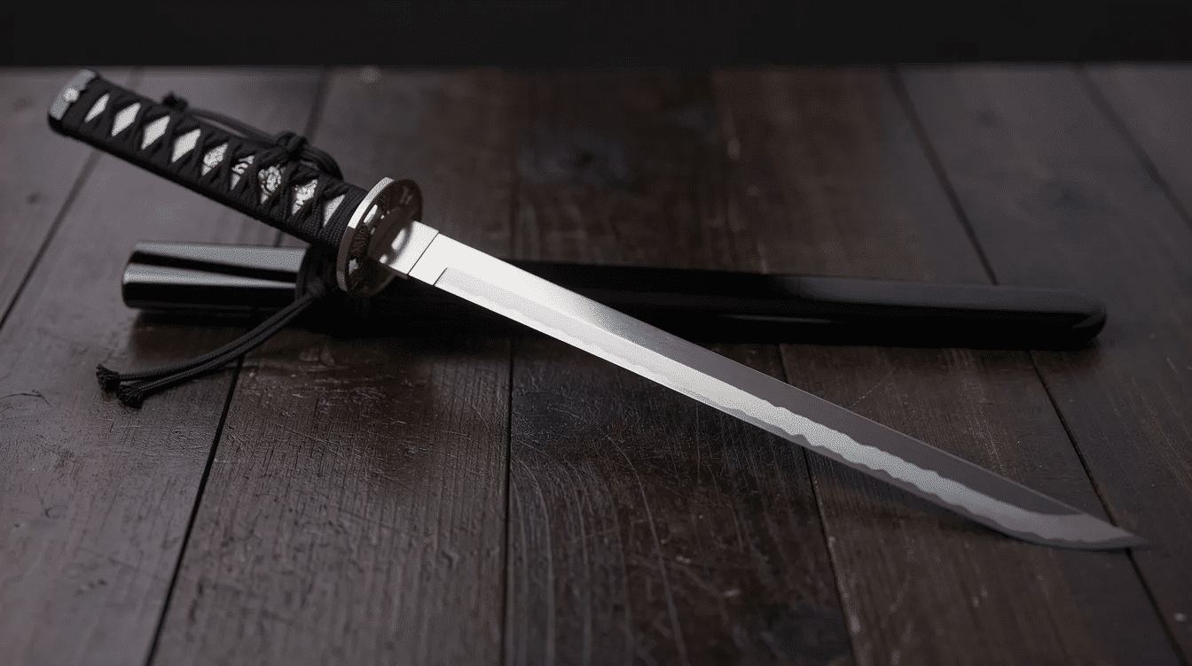 The image showcases a Japanese long knife, featuring a sleek, thin blade designed for precise cutting and filleting, particularly suited for preparing sashimi and sushi. Crafted with high-quality carbon steel, this knife exemplifies traditional Japanese craftsmanship, making it a favored choice among professional chefs and home cooks alike.