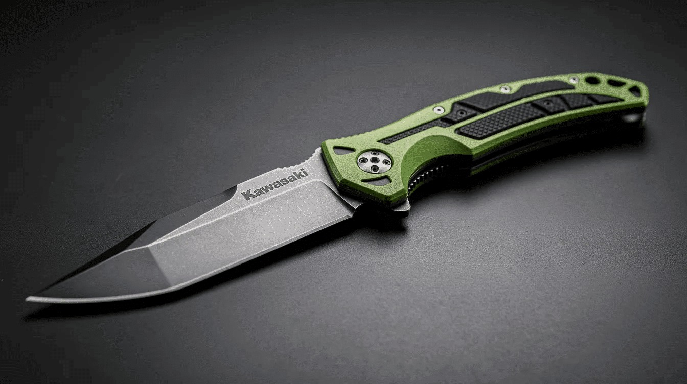 This image features a beautifully crafted Kawasaki knife, showcasing the intricate details and design that reflect the rich history of the Kawasaki Kajiya shop located in Saga Prefecture, Japan. The knife represents the third generation of craftsmanship, emphasizing the legacy of blade-making that has been perfected over decades.