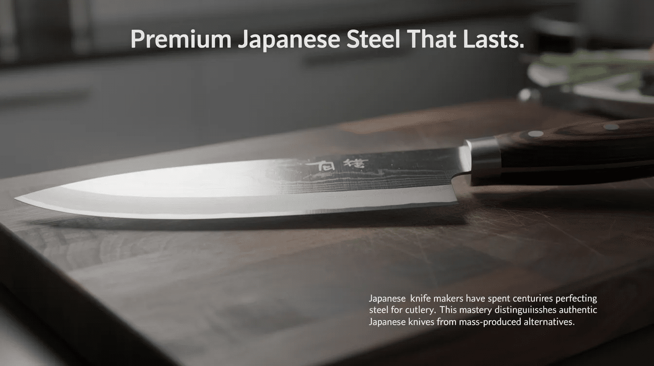 The image showcases a collection of high-quality Japanese knives, highlighting their exquisite craftsmanship and sharp blades. These professional kitchen tools, renowned for their edge retention and precision, reflect the artistry of Japanese knife makers who have perfected steel for culinary excellence over centuries.